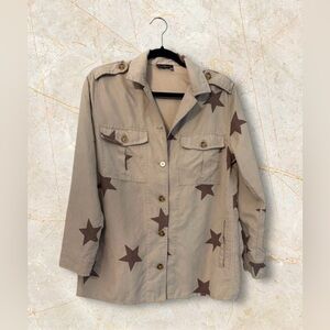 Fab’rik Star Print Utility Military Shirt Jacket Shacket Stars | S